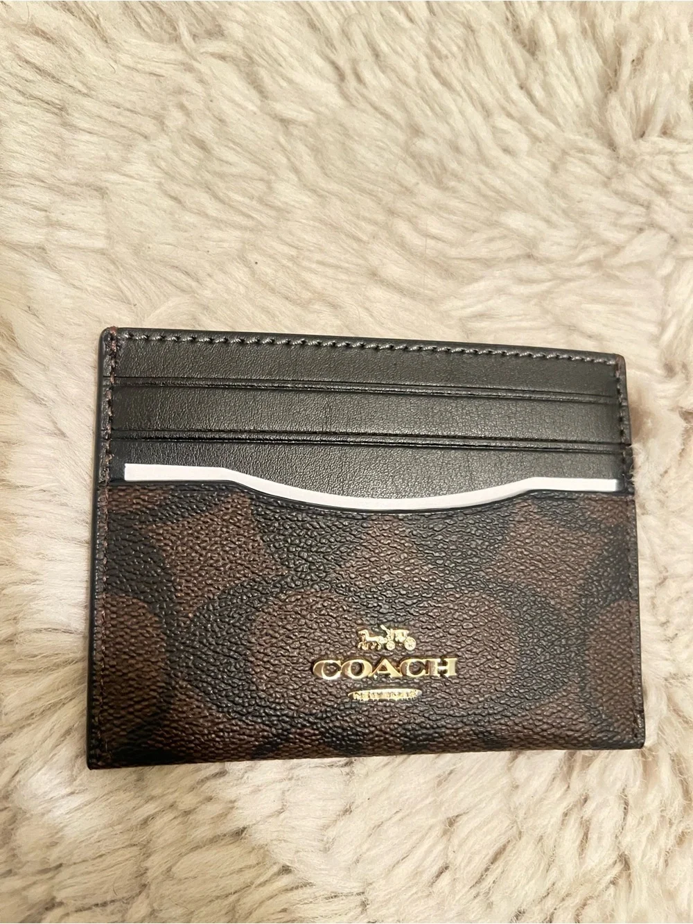 COACH Unisex Signature Card Case - Brown/Black
